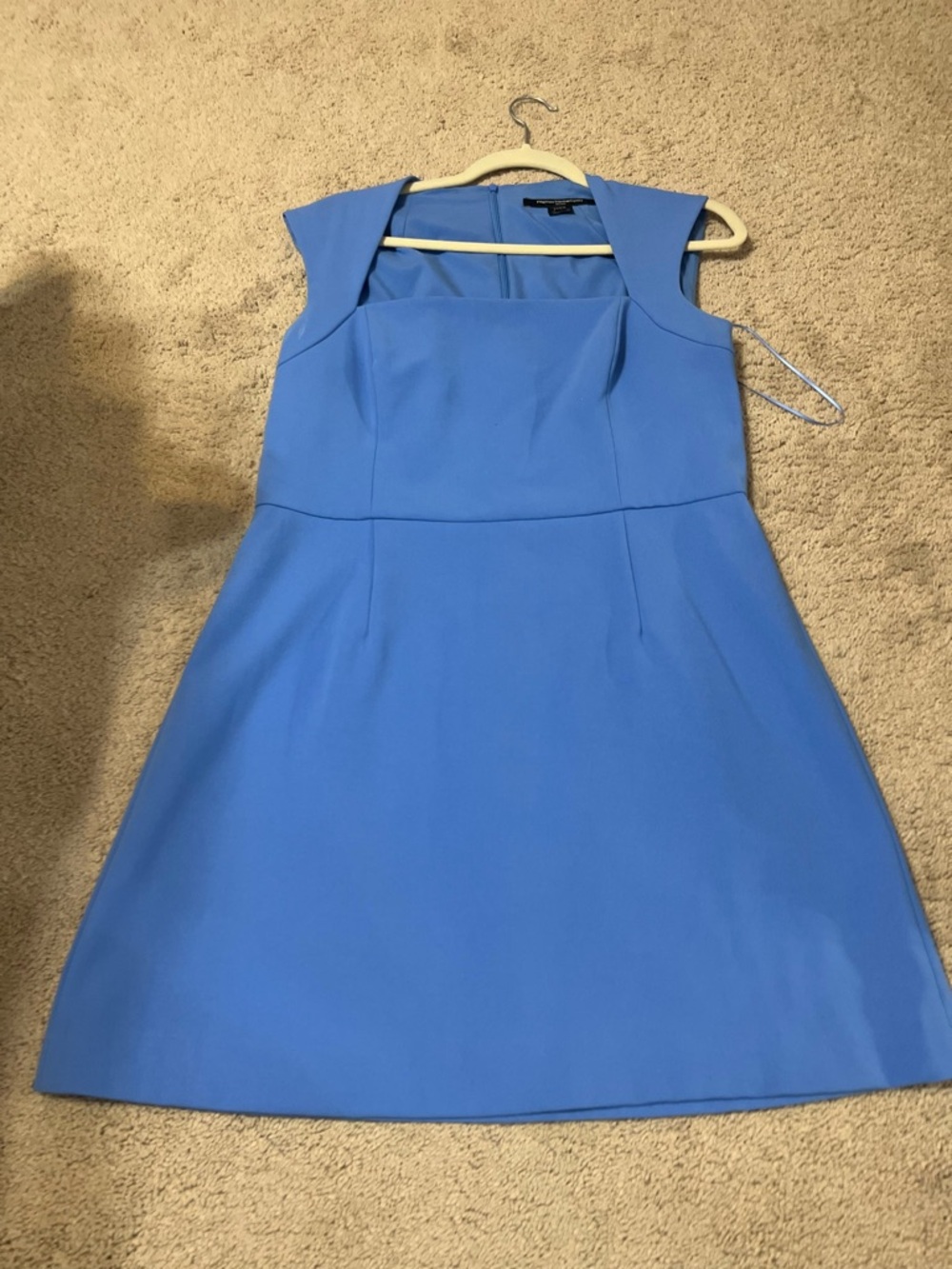 French Connection Periwinkle Blue Square-Neck A-Line Midi Dress